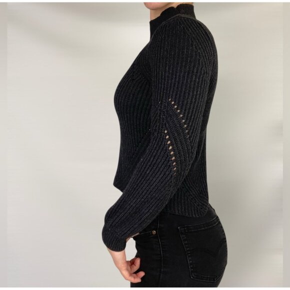 Marine Layer Erin Turtleneck women Sweater Black color Ribbed Knit XL New - Picture 2 of 11